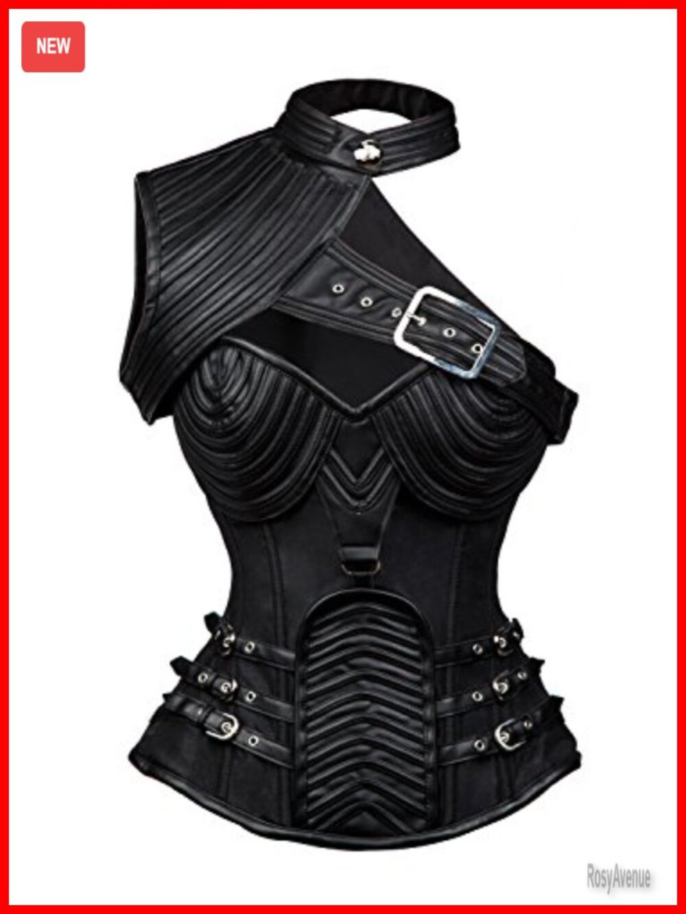Steampunk Gothic Steel Boned Overbust Corset, Steel Boned, Zipper, Buckles